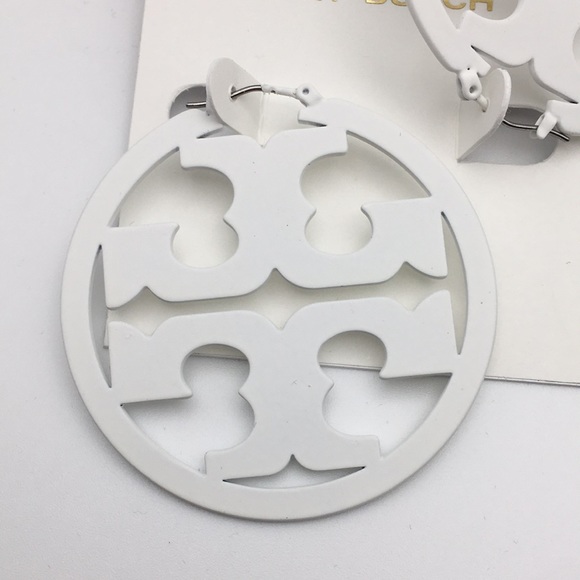 Tory Burch White Miller Hoop Earrings - Picture 4 of 6